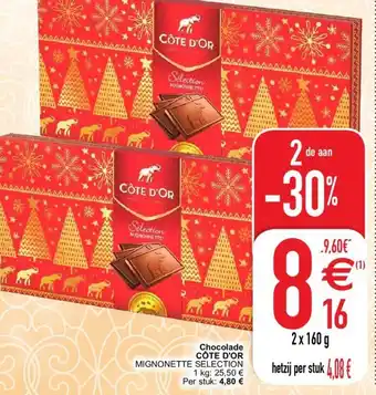 Cora Chocolade Cote D'or 2x160g aanbieding