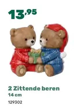 Happyland 2 Zittende beren 14 cm aanbieding