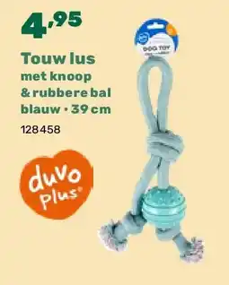 Happyland Touw lus met knoop & rubbere bal blauw • 39 cm aanbieding