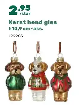 Happyland Kerst hond glas h10,9 cm • ass aanbieding