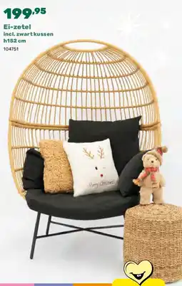 Happyland Ei-zetel incl. zwart kussen h152 cm aanbieding