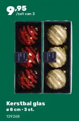 Happyland Kerstbal glas ø 8 cm • 3 st aanbieding
