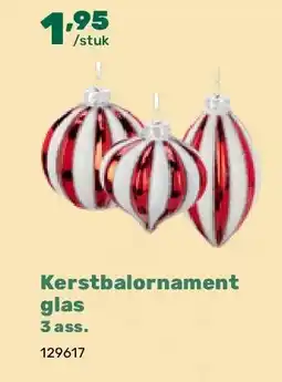 Happyland Kerstbalornament glas 3 ass aanbieding