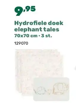 Happyland Hydrofiele doek elephant tales 70x70 cm • 3 st aanbieding