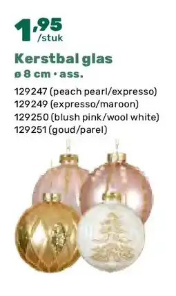 Happyland Kerstbal glas ø 8 cm • ass aanbieding