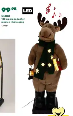 Happyland Eland 110 cm met adapter muziek + beweging aanbieding