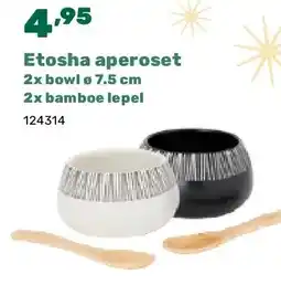 Happyland Etosha aperoset 2x bowl ø 7.5 cm 2x bamboe lepel aanbieding