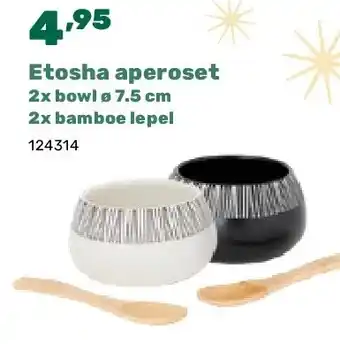 Happyland Etosha aperoset 2x bowl ø 7.5 cm 2x bamboe lepel aanbieding