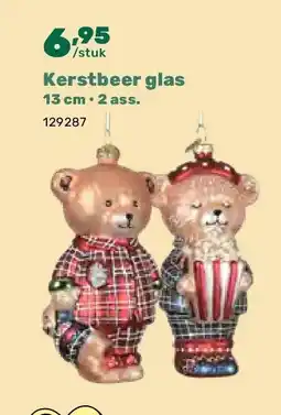 Happyland Kerstbeer glas 13 cm • 2 ass aanbieding