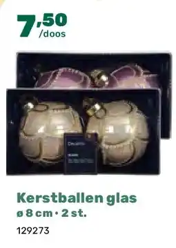 Happyland Kerstballen glas ø 8 cm • 2 st aanbieding