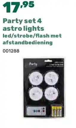 Happyland Party set 4 astro lights led/strobe/flash met afstandbediening aanbieding