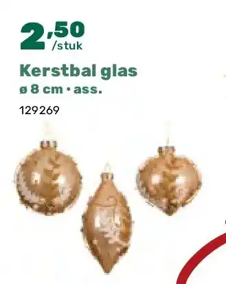 Happyland Kerstbal glas ø 8 cm • ass aanbieding