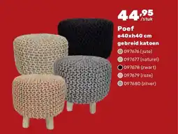 Happyland Poef ø40xh40 cm gebreid katoen aanbieding