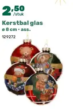 Happyland Kerstbal glas ø 8 cm • ass aanbieding