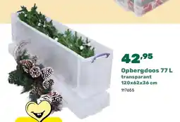 Happyland Opbergdoos 77 L transparant 120x62x36 cm aanbieding