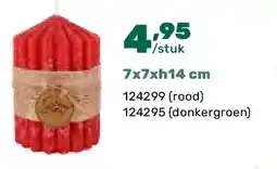 Happyland Kaars ribble 7x7xh14 cm aanbieding