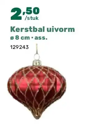 Happyland Kerstbal uivorm ø 8 cm • ass aanbieding