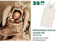 Happyland Wikkeldeken bunny cloudy rib 75x95 cm aanbieding