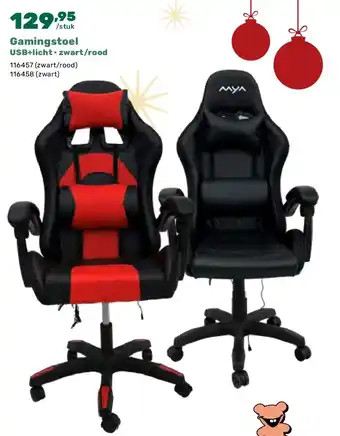 Happyland Gamingstoel USB+licht • zwart/rood aanbieding