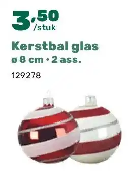 Happyland Kerstbal glas ø 8 cm • 2 ass aanbieding