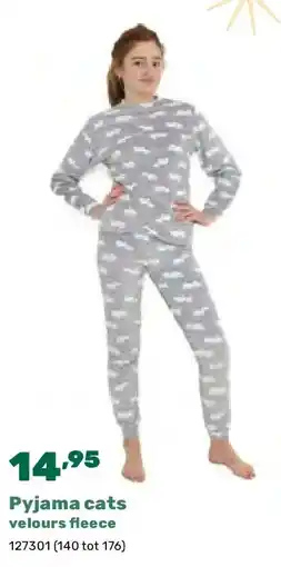 Happyland Pyjama cats velours fleece aanbieding
