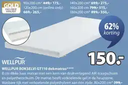 Jysk WELLPUR BOKSELVI GT110 dekmatras aanbieding