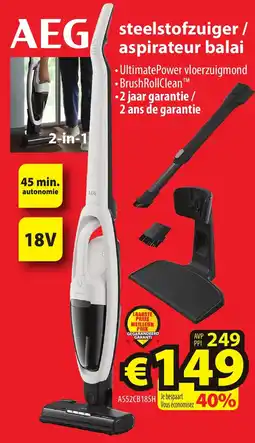 ElectroStock AEG steelstofzuiger/ aspirateur balai AS52CB18SH aanbieding