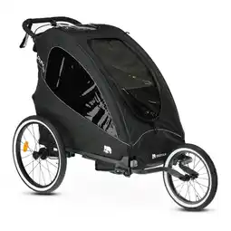 Decathlon Deryan Luxe Fietskar - fietskar en wandelwagen en hardloopkinderwagen - Zwart aanbieding