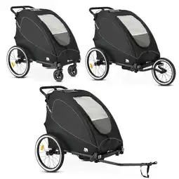 Decathlon Deryan Luxe Fietskar - fietskar en wandelwagen en hardloopkinderwagen - Zwart aanbieding