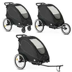 Decathlon Deryan Luxe Fietskar - fietskar en wandelwagen en hardloopkinderwagen - Zwart aanbieding