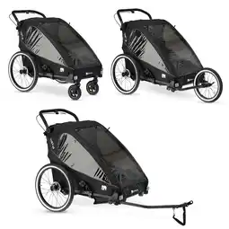 Decathlon Deryan Luxe Fietskar V2 - fietskar en wandelwagen en hardloopkinderwagen - Zwart aanbieding