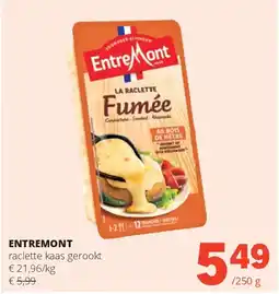 Spar ENTREMONT raclette kaas gerookt aanbieding
