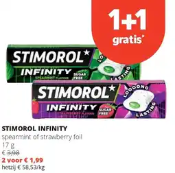 Spar STIMOROL INFINITY spearmint of strawberry foil 17 g aanbieding