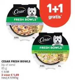 Spar CESAR FRESH BOWLS kip of eend 85 g aanbieding