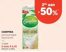Spar CAMPINA plantaardigde haverdrink 1 L aanbieding