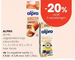 Spar ALPRO sojadrink vanille 1 L aanbieding