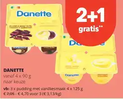 Spar DANETTE pudding met vanilliesmaak 4 x 125 g aanbieding
