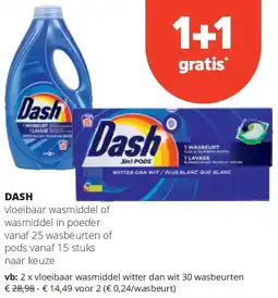 Spar DASH vloeibaar wasmiddel witter dan wit 30 wasbeurten aanbieding