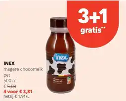 Spar INEX magere chocomelk pet 500 ml aanbieding
