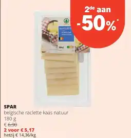 Spar SPAR belgische raclette kaas natuur 180 g aanbieding