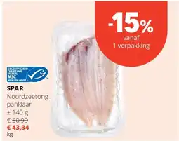 Spar SPAR Noordzeetong panklaar ± 140 g aanbieding