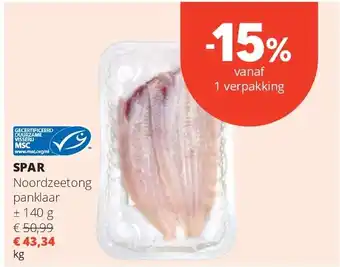 Spar SPAR Noordzeetong panklaar ± 140 g aanbieding