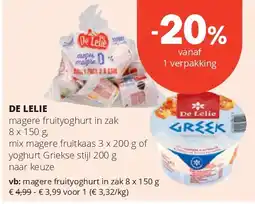 Spar DE LELIE magere fruityoghurt in zak 8 x 150 g aanbieding