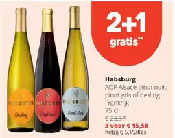 Spar Habsburg AOP Alsace pinot noir, pinot gris of riesling Frankrijk 75 cl aanbieding