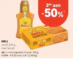 Spar MELI honingwafels 8 stuks 240 g aanbieding