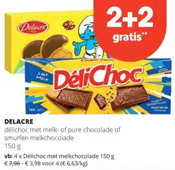 Spar DELACRE Délichoc met melkchocolade 150 g aanbieding