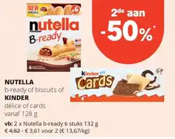 Spar Nutella b-ready 6 stuks 132 g aanbieding