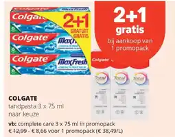 Spar COLGATE complete care 3 x 75 ml in promopack aanbieding