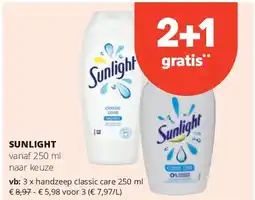 Spar SUNLIGHT handzeep classic care 250 ml aanbieding