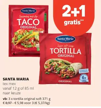 Spar SANTA MARIA tortilla original soft 371 g aanbieding